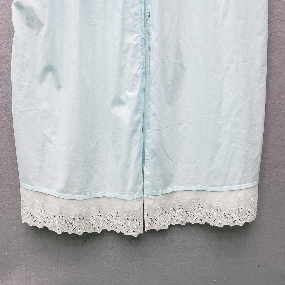 Vintage Eileen West Long Nightgown Light Aqua Blue Lace Trim Grannycore Mumu XL - Picture 7 of 12